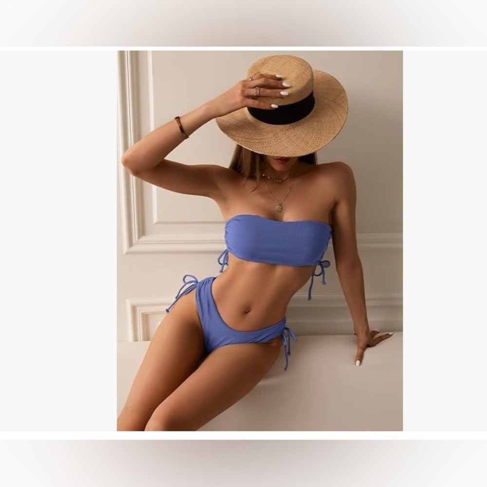 Swim Suits for Women 2025 Strapless Bathing Suits Bandeau Bikini Set 2 Piece F26
